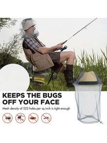 Mosquito Head Net Mesh Cover, Insect Netting Extra Fine Holes, Bug Face Shield, Soft Durable Fly Screen For No See Um Gnats, Works Over Most Hats, Compatible With Hats/Headwear; Ideal For Fishing And Hunting; Protects Against Insects, Mosquitoes, Flies, And Gnats – Secure Fit Over Most Hats – Easy To Clean And Maintain – Perfect For Camping And Hiking - Multicolor - View 6