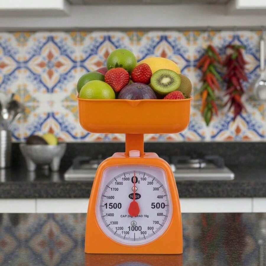 ES079 Electronic Kitchen Scale, Portable Precision, Compact Design, For Food, Weighs Up To 10kg, LCD Display, Battery Included - Orange - View 1