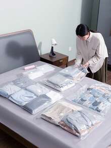 大容量可折叠收纳袋 - 适用于存放床上用品、衣物、枕头、被子 - 适用于家庭、卧室、宿舍、水疗中心衣柜,无需用电 - 彩色 - 查看 8