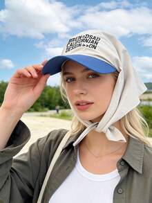 1pc Unisex Quick-Dry Patchwork Letter Embroidered Visor Baseball Hat, Versatile Neck Gaiter Scarf Headwrap For Outdoor, Sports, Casual, Suitable For Hiking, Cycling, Beach, Vacation,Summer - Multicolor - View 3