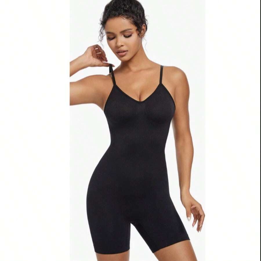 Bodysuit Romper With Shaping Waist Trainer, Elegant, Casual, Sensual, Butt-Shaping Fabric, Bodysuit Romper, Daily Wear, All Seasons - 黑色 - 查看 1