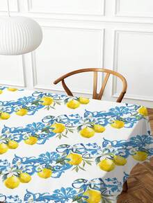 1 pieza Mantel con estampado de limón, mantel rectangular/redondo moderno de poliéster impermeable, impresión digital adecuada para sala de estar, mesa de comedor al aire libre, mesa redonda pequeña - Multicolor - Ver 8