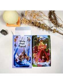 1 Bộ bài Tarot Phù thủy bí ẩn kích thước tiêu chuẩn, bài bói toán và sách hướng dẫn, trò chơi bài bói toán dành cho gia đình - Bộ bài hướng dẫn và năng lượng huyền bí, thích hợp cho giải trí gia đình, chất liệu giấy bền, dùng để bói toán và chơi trò chơi, dự đoán tương lai, công cụ bói toán. - Ma thuật phù thủy - Xem 6