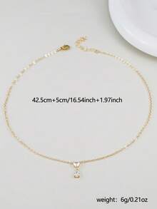 1条闪亮精致的心形和水滴形立方氧化锆项链，适合女性日常、约会、音乐节佩戴，是完美的节日礼物。 - 金黃色 - 查看 2