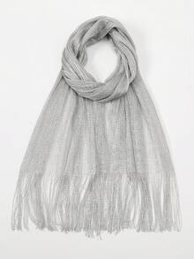 1 pieza de bufanda plana con hilo metálico, adecuada para novia, gala, fiesta de bodas, vestido de noche - Plateado - Ver 2