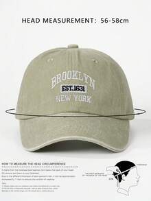 1顶Y2K刺绣字母“BROOKLYN NEW YORK”滑雪帽，透气防晒时尚水洗棒球帽，适合日常户外穿着、夏季、海滩、度假、节日、旅行 - 淺卡其 - 查看 2