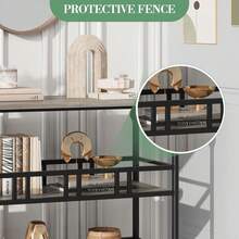 Mesa de consola clásica de 3 niveles, mesa de sofá con diseño de soporte arquitectónico para entrada, sala de estar, pasillo, oficina y dormitorio - Gris - Ver 3