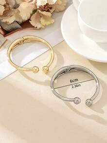 1pc Fashionable Versatile Charming Women's Metal Polished Open Bangle Bracelet, Smooth Surface, Gift For Friends - Bracelet - View 7