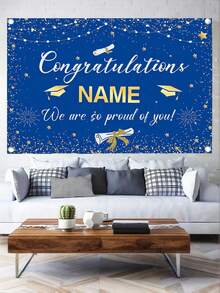 Customized Blue 2026 Personalized Graduation Party Special Custom Name Banner, Photography Backdrop Fabric, Graduation Congratulations Banner, Graduation Party Decor Photo Booth Props, Graduation Poster, Ceremony, No Power Required, 3 Sizes Available - Multicolor - View 6