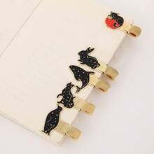 AHCRAFT 1 chiếc kẹp bút kim loại hình động vật 12 con dễ thương, chim cánh cụt sao, mèo, thỏ, dùng cho sổ kế hoạch, sổ tay, đồ dùng học tập, văn phòng phẩm. - Động vật sao - Xem 6