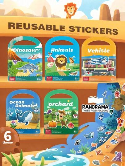 High Quality Children's Sticker Book - 36 Stickers, Includes 6 Unique Themes Such As Animals, Fruits, Etc. - Easy To Peel And Stick, Colorful Cartoon Illustrations - Ideal Holiday Gift (Christmas, Halloween, Thanksgiving), Adorable Stickers