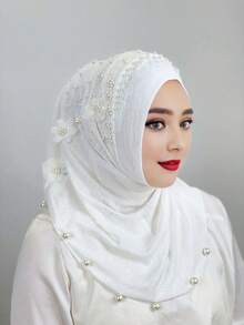 1 Khăn trùm đầu hoa ngọc trai giả thanh lịch, màu trơn, nhẹ, thoáng khí, dùng cho các hoạt động ngoài trời, chống nắng khi mặc váy - Nhiều màu - Xem 19