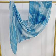 1pc Tie-Dye Casual Polyester Printed Scarf, All Season - Blue - View 11