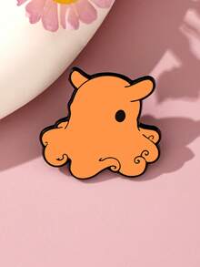 1个可爱柔软的卡通章鱼毛绒胸针，浅棕色，圆脸设计，卷曲的触手，可别在鞋子、包包、衣服上，深受成人和儿童喜爱 - 彩色 - 查看 8