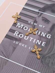 1/5件装十字架吊坠项链，波西米亚风格日常佩戴饰品 - 金黃色 - 查看 2