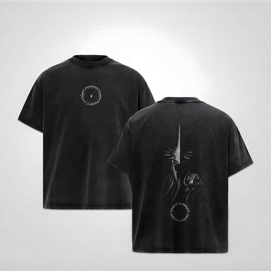 Retro Vintage Menswear Giftmovie Fans Top Apparel Classic OversizedSeamless Simple Straight Man Clothes Cottondesigner Shirts, Graphic Tees, Men Gifts, ,GraphicStreetwear T-Shirt - 黑色 - 查看 1