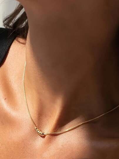 1個 エレガントでファッショナブルな女性用ネックレス、シンプルな5つのビーズペンダントジュエリー付き、女性の日常着やパーティーのギフトに適しています