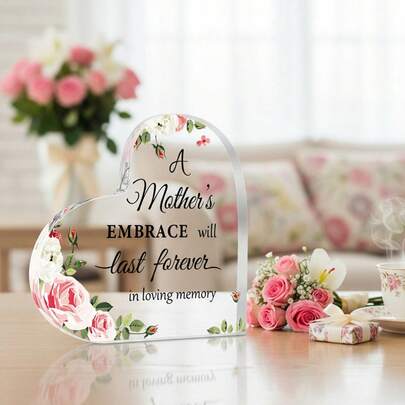 1/3 Tấm bảng acrylic hình trái tim dành tặng mẹ, đồ trang trí bàn hình trái tim, quà tặng Ngày của Mẹ từ con trai và con gái