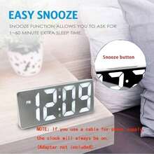 SOKANY 極簡鏡面鬧鐘，附智慧 LED、溫度顯示、可調亮度、語音控制、12/24 小時格式，USB 與電池供電，適合桌上或床頭時鐘，桌面與臥室理想裝飾 - 彩色 - 查看 10