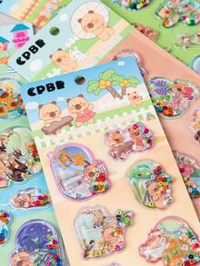 [2026 New Release] 3D Shaker Water-Filled Sticker - 1 Sheet - Cute Sweets & Fruit Series - Ice Cream, Fruit, And Dessert Motifs - Puffy 3D Design - Water-Filled For A Sparkling, Shaking Effect! High-Quality Resin Waterproof And Reusable Self-Adhesive Sticker - Perfect For Smartphone Cases/Laptops - Multiple Colors Available [Style/Packaging Random] - View 3