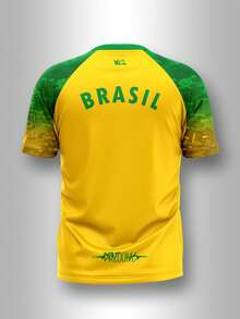 Brazil Limited Edition Men's DryFit Football Style Streetwear Shirt - MOD 21 黃色 - 查看 2