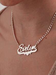 Bộ trang sức đôi dành cho nữ: Bông tai tre khắc tên theo yêu cầu, kiểu dáng cổ điển, phóng khoáng, cỡ lớn, cá nhân hóa; và dây chuyền nam 5mm, mặt dây chuyền hình trái tim, dày dặn. - Nhiều màu - Xem 6