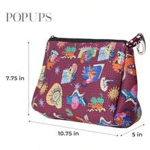 Bolsa de maquillaje grande con cierre Pop Ups - Neopreno lavable a máquina artículos de aseo de viaje bolsa organizadora de cosméticos para mujer Construyendo Futuros Borgoña - Construyendo Futuros Borgoa - Ver 3