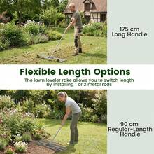 COSTWAY Lawn Leveling Rake With Adjustable Handle And Rotating U-Head For Topsoil, Silver - A - View 3