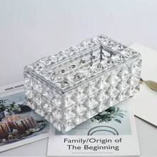 Nordic Style Luxury Crystal Tissue Box, Minimalist Creative Paper Towel Storage Box For Home, Bathroom Decor And Storage, Suitable For Autumn Decoration And Back To School Season - Silver - View 2