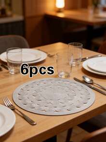 1/4/6pcs Faux Rope PVC Gold Foil Placemats, Hotel Restaurant Decor Heat Insulation Non-Slip Tablemats, Suitable For Wedding Party, Christmas, Valentine's Day, Holiday Celebration, Picnic, Birthday Banquet Table Decoration - Multicolor - View 12