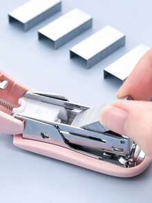 1pc Pink 3-In-1 Mini Stapler, Saddle Stapler And Staple Remover Set (Capacity: 830 Staples), 26/6 Standard, Back To School, School Supplies - Stapler Set - View 3