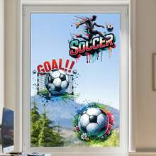 3pcs/Set Cool Football Themed Window Stickers, Including Shoe & Flower Patterns, DIY Self-Adhesive Removable Decals, Easy To Install, Suitable For Bedroom, Living Room, Game Room Decoration - Football - View 7