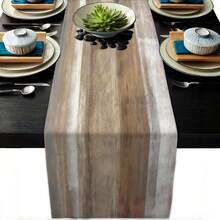 [Country Style Table Runner] Country Brown And Gray Table Runner - Modern Farmhouse Linen Style With Black Marble Decor, Suitable For Kitchen, Dining Room, Coffee Table And Party Decoration, Kitchen Decor - Brown - View 1
