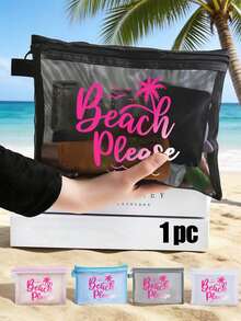 大容量信件和棕榈树图案沙滩化妆包 - 彩色 - 查看 7