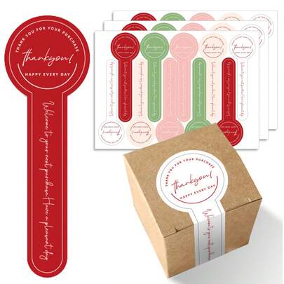 10张彩色英文“谢谢”布丁贴纸，18.5x13厘米，适合创意小型企业（如餐饮业）用于DIY装饰、派对包装礼品，PVC防水贴纸