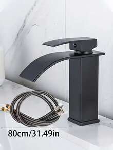 39-Inch Stainless Steel Waterfall Bathroom Faucet, Black Electroplated Single Handle Cold And Hot Water Mixer Tap With Valve Core And Coating Technique, Suitable For Vanity, Sink, Bathroom Basin And Washbasin, Modern Home Essential Upgrade, Luxury Cleaning Water, Suitable For Holiday Gifts And Home Decoration - Multicolor - View 14