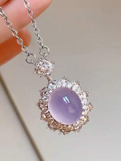 1 Mặt dây chuyền đá Cubic Zirconia tuyệt đẹp dành cho nữ, thích hợp làm quà tặng Ngày Valentine, Lễ đính hôn, Kỷ niệm, Tiệc tùng.