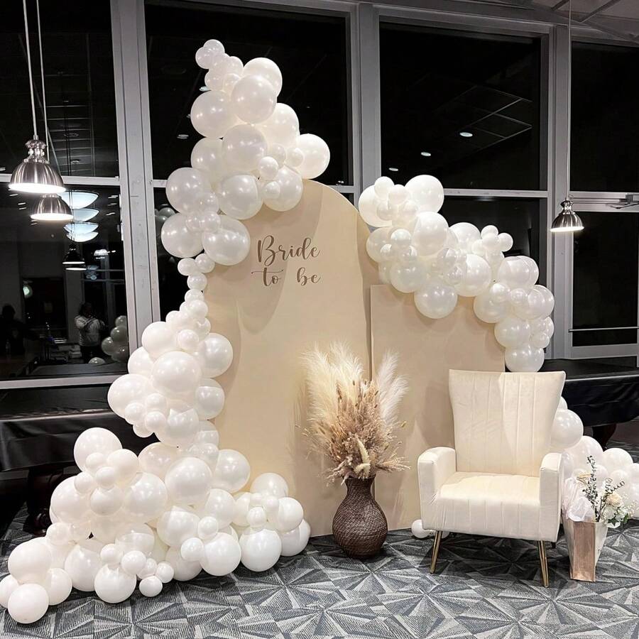 kumozawa 12 Inch (Approx. 30.5 Cm) White Balloons, 50pcs White Latex Balloons, Suitable For Engagement, Bachelorette, Bride, Gift, Wedding, Party, Birthday Decoration - White - View 1