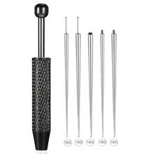 Pinza para perforación, herramienta guía de pendientes con parte posterior plana de 16G 18G, aguja de acero inoxidable con rosca interna y externa, kit de asistencia para perforación corporal en oreja, nariz y labio - Ver 13
