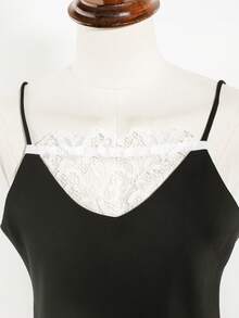 1pc Fashionable Lace Leaf Pattern Modesty Panel, Sexy Camisole Suitable For Dates, Parties - Multicolor - View 2