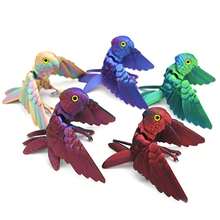 3D 打印鹦鹉鸟动物毛绒玩偶，灵活关节创意收藏装饰品，适合家庭、办公室、汽车，理想的圣诞节和万圣节礼物 - 彩色 - 查看 4