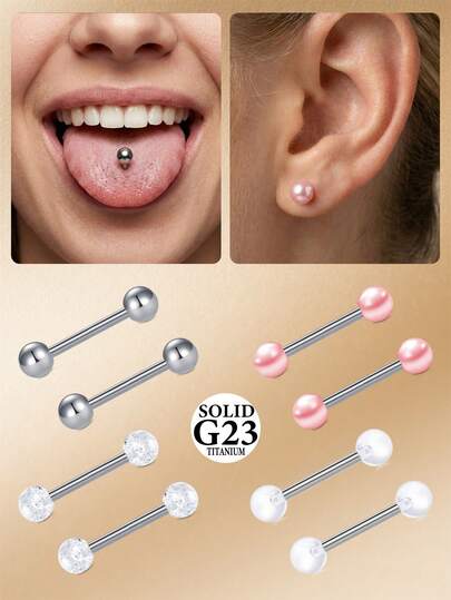 CIZME 14G Titanium Alloy Straight Barbell - Tongue & Nipple Rings For Women & Men - Length 12MM, 14MM, 16MM, 18MM - Tongue Piercing Jewelry ,G23 Tongue Rings
