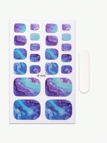 Beauty Sticker 22 miếng dán móng chân họa tiết tinh vân chuyển sắc xanh tím mùa xuân/hè, hình dán móng chân mộng mơ tinh tế, dễ dán, thích hợp cho nữ giới tự làm móng tại nhà. - Màu xanh lam - Xem 3