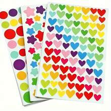 18 Sheets, 1512pcs Colorful Heart, Star And Dot Stickers - Paper Adhesive Seals For Scrapbooking And Crafts, Single Use, Glossy Scrapbook Supplies - Multiple Styles - View 2