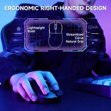 ATTACK SHARK *AJAZZ NJ08 Wireless Gaming Mouse 70g Lightweight, 12800 DPI, RGB Strip, 3-Mode Connection 2.4G/Bluetooth/Wired, 1000Hz Polling Rate, Ergonomic Right-Handed Design - View 9