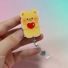 1 pieza Carrete retráctil para tarjeta de identificación con diseño de oso de dibujos animados de doctor, enfermera o maestro - Diseño alegre e interesante, resistente y duradero, hecho de acrílico resistente, adecuado para suministros de oficina, regalos de Navidad, accesorios para personal médico. - A - Ver 11