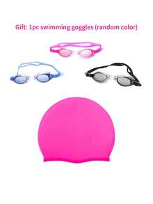 2026 Bestselling Silicone Swimming Cap With Goggles, Adult Solid Color Silicone Swim Cap, Waterproof Anti-Slip Comfortable Elastic, Suitable For Short & Long Hair, Applicable For Indoor/Outdoor Pool And Beach Swimming - Solid Color - View 18