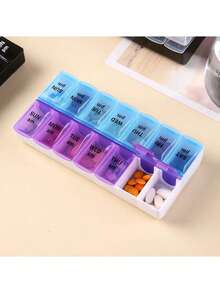 7-Day Universal Pill Box, Portable Mini Large Capacity English 7-Compartment Pill Organizer, Medication Storage Box - Mini Portable Rectangular Medicine Box Storage Box - View 7