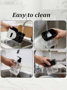 四合一厨房皂液器套装，包含液体皂液器、带海绵架的洗洁精泡沫器、厨房收纳架，以及水槽和台面清洁用品。 - A - 查看 11