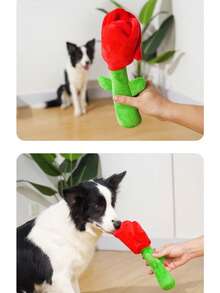 玫瑰花狗狗益智玩具，情人节毛绒狗狗玩具，带沙沙作响的垫子，填充玫瑰花狗狗玩具，适合小型、中型和大型犬 - 彩色 - 查看 10
